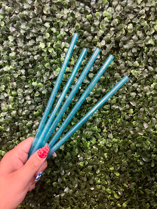TEAL GLITTER STRAW (STANDARD SIZE)(1 STRAW)
