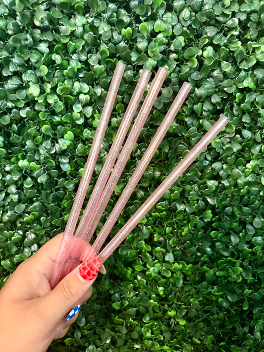 PINK GLITTER STRAW (STANDARD SIZE)(1 STRAW)