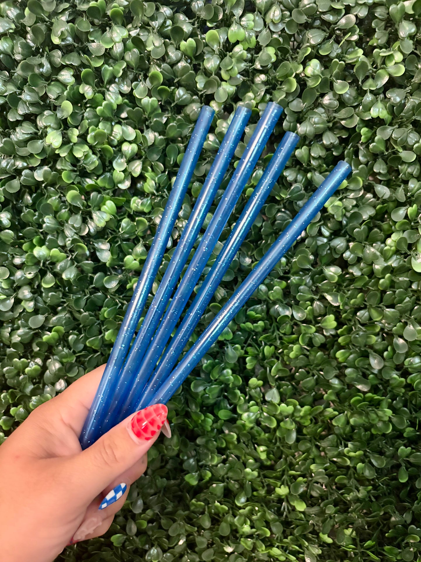BLUE GLITTER STRAW (STANDARD SIZE)(1 STRAW)
