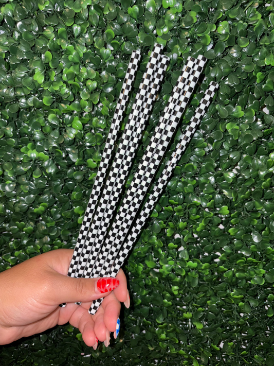 BLACK CHECKER STRAW (STANDARD SIZE)(1 STRAW)