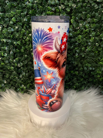 PATRIOTIC HIGHLAND COW (20oz) TUMBLER